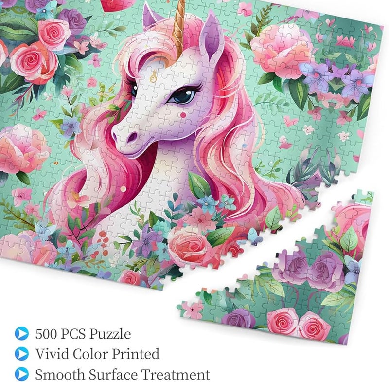 لغز بازل فايا الوردي يونيكورن 500 قطعة للكبار ديكور منزلي هدية 20.4 × 15 - Image 2